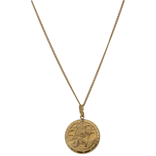 9ct Gold St Christopher Pendant With Chain