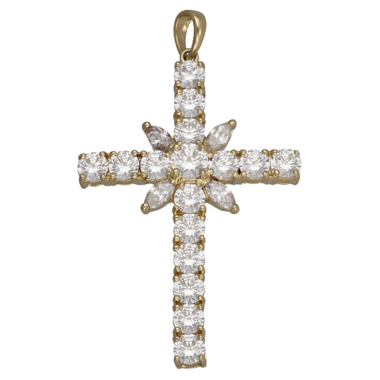 14ct Gold Cubic Zirconia Cross Pendant