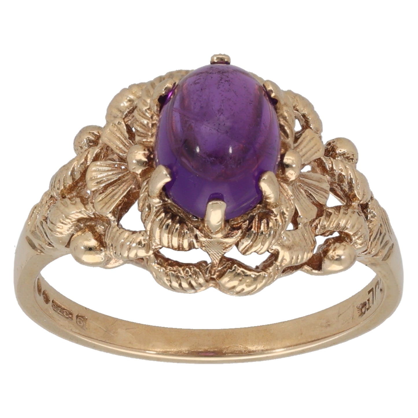 9ct Gold Amethyst Single Stone Ring Size N