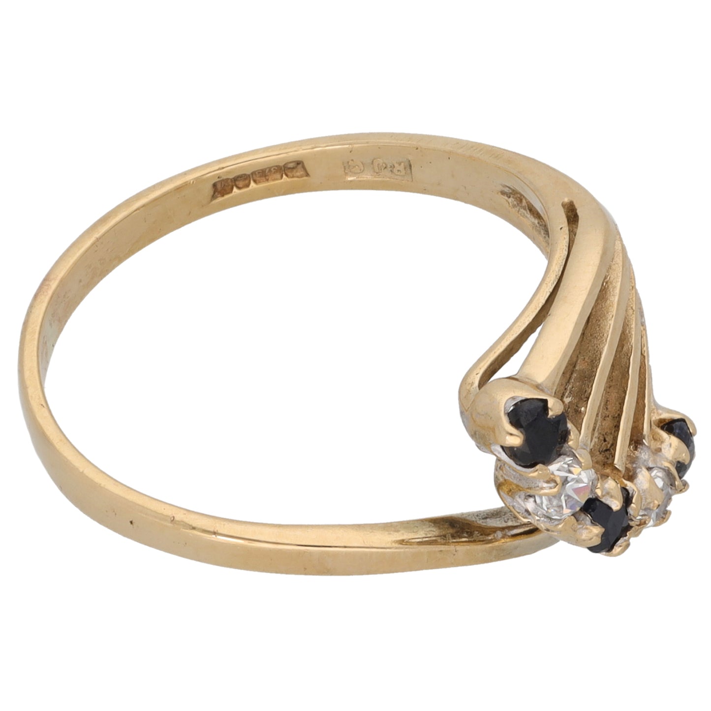 9ct Gold Sapphire & Cubic Zirconia Dress/Cocktail Ring Size N