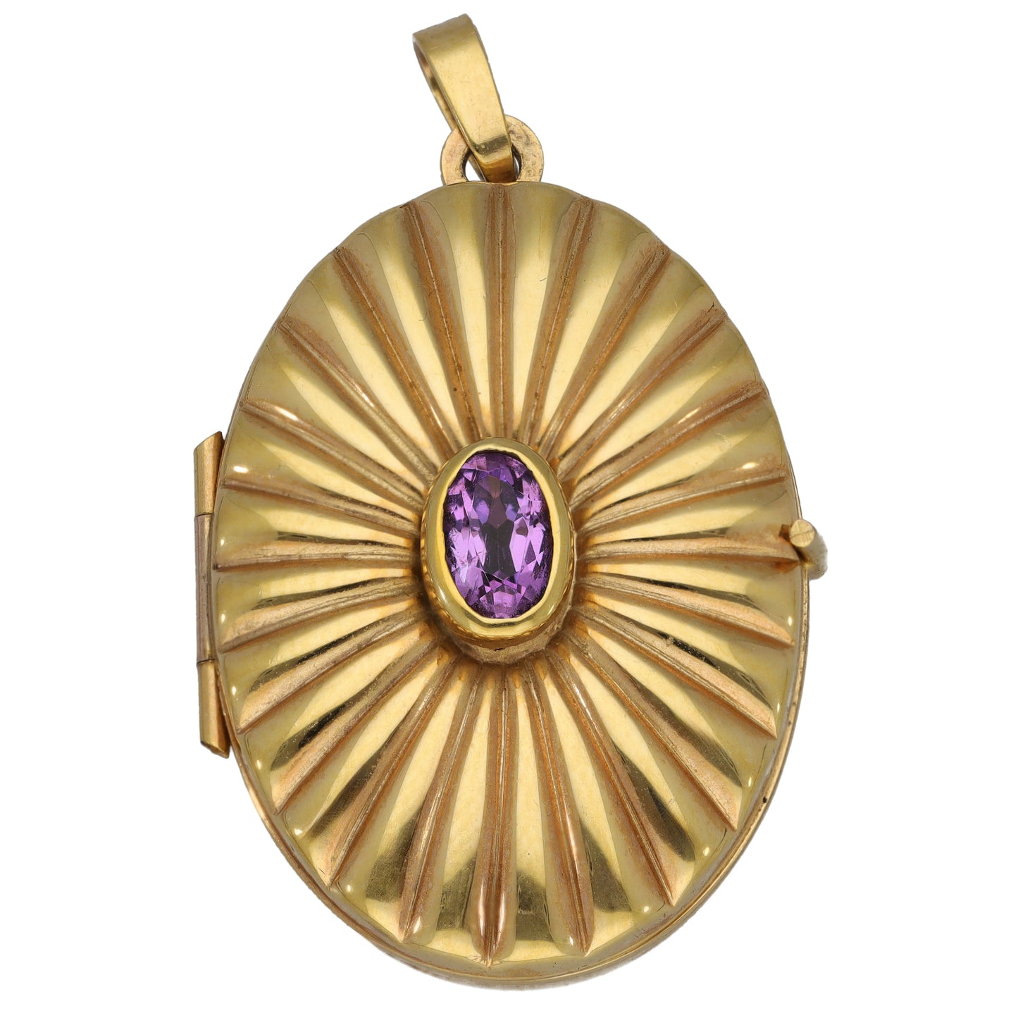 9ct Gold Amethyst Patterned Locket Pendant