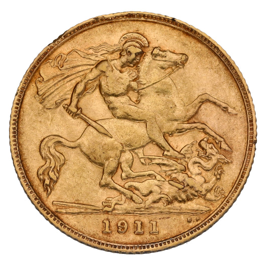 22ct Gold King George V Half Sovereign Coin 1911