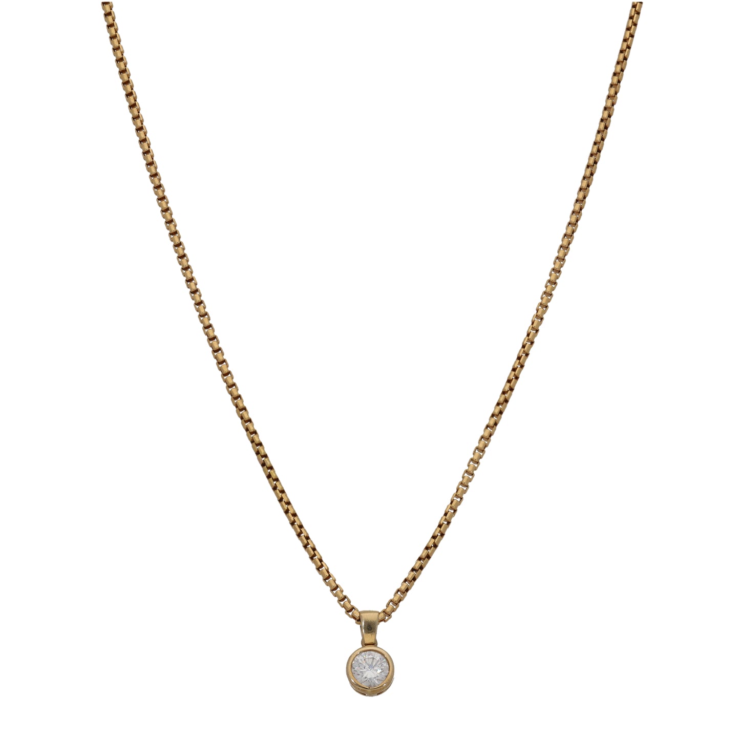 9ct Gold Cubic Zirconia Single Stone Pendant With Chain