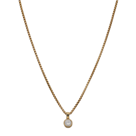 9ct Gold Cubic Zirconia Single Stone Pendant With Chain