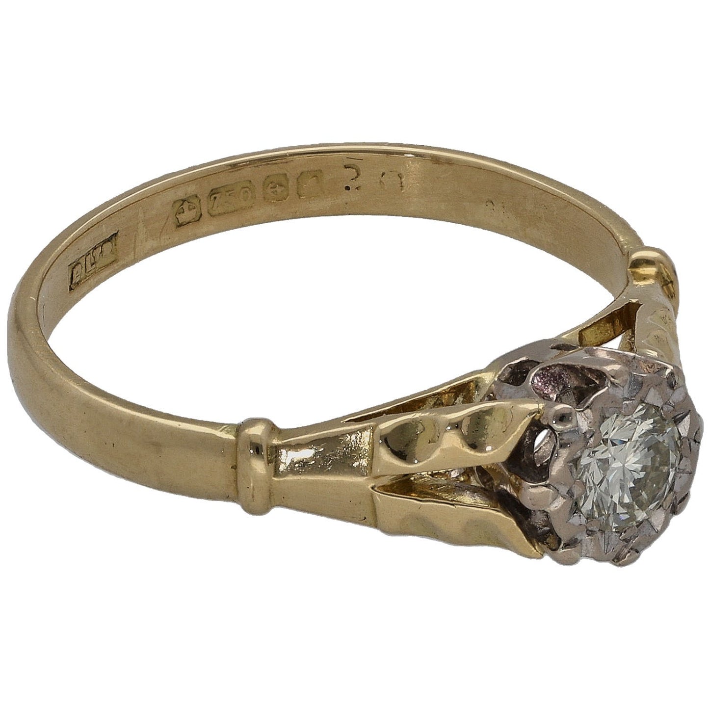 18ct Gold 0.20ct Diamond Solitaire Ring Size K