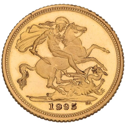 22ct Gold Queen Elizabeth II Half Sovereign Coin 1995