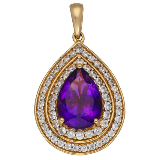 9ct Gold Amethyst & Imitation Gems Dress/Cocktail Pendant