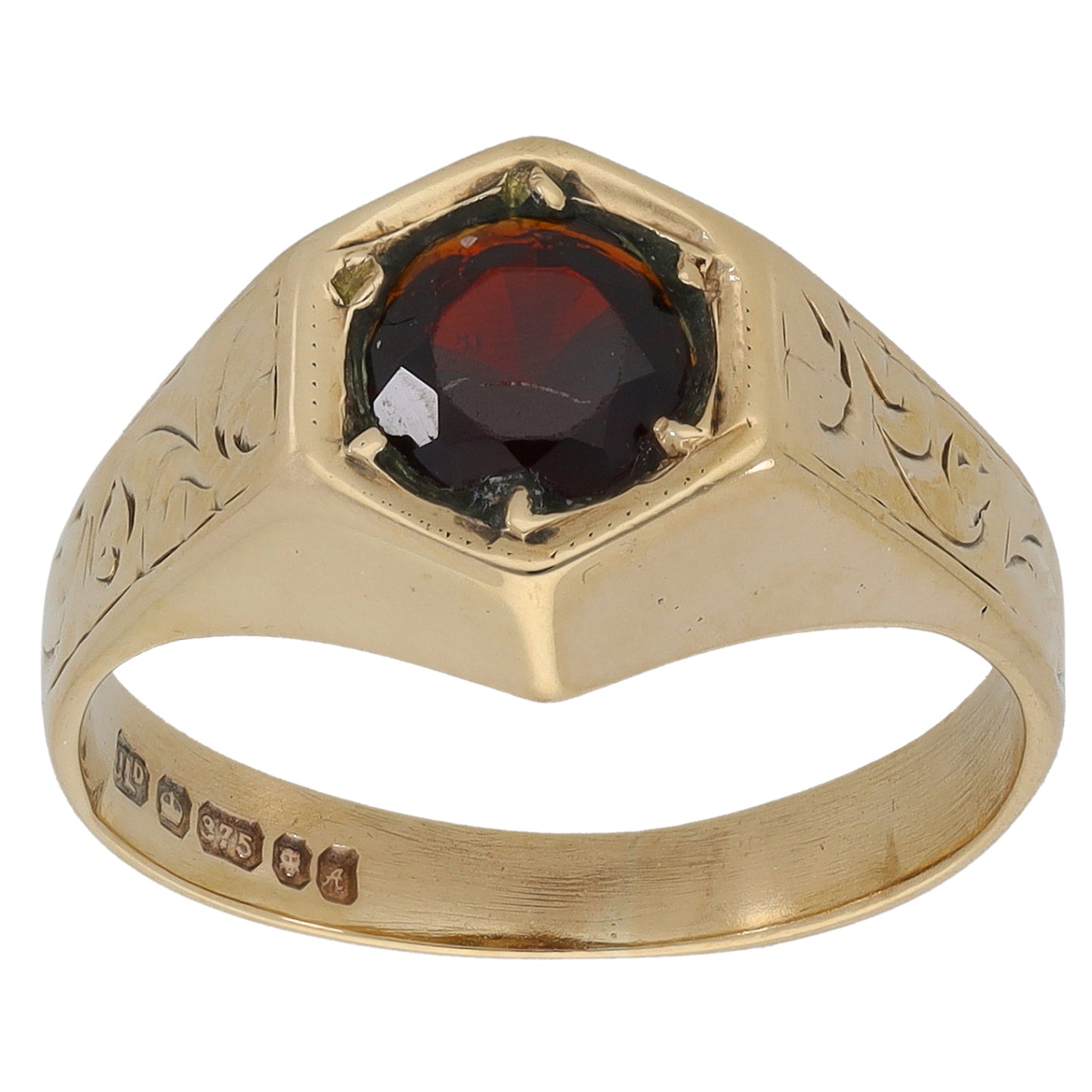 9ct Gold Garnet Solitaire Ring Size M