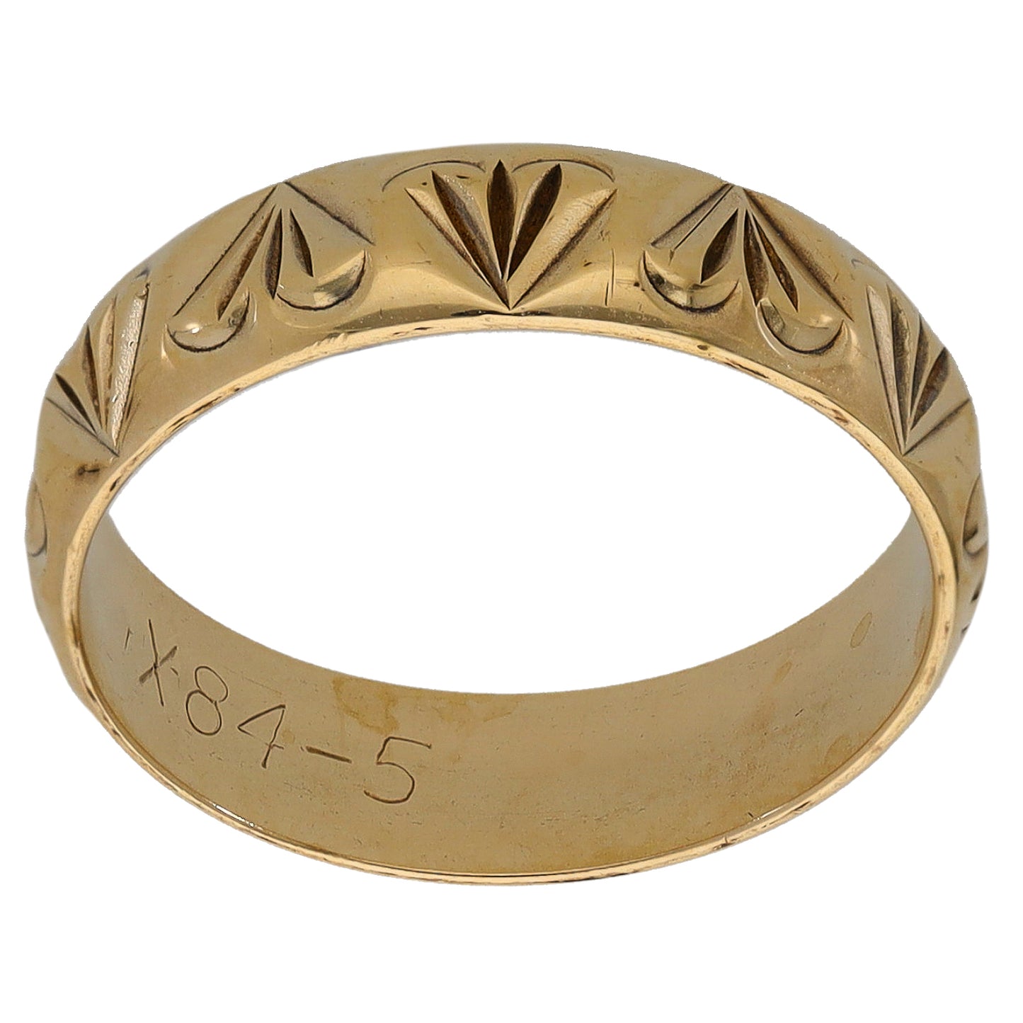 9ct Gold Patterned Wedding Ring Size N