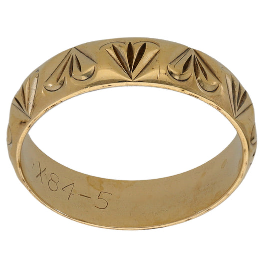 9ct Gold Patterned Wedding Ring Size N