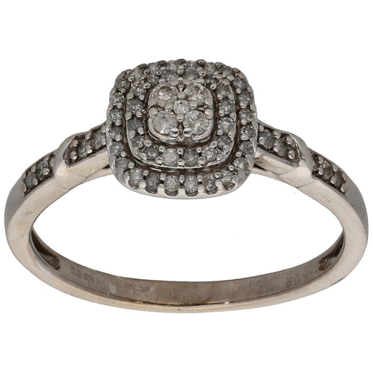 9ct White Gold 0.265ct Diamond Dress/Cocktail Ring Size R