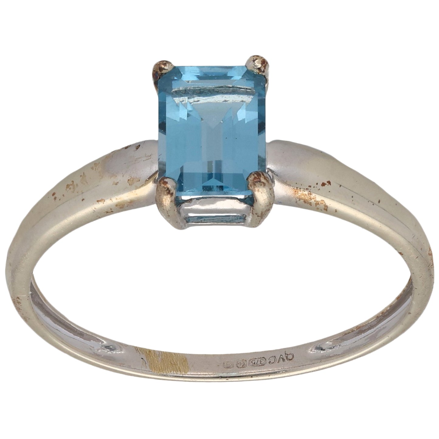 9ct White Gold Topaz Single Stone Ring Size Q