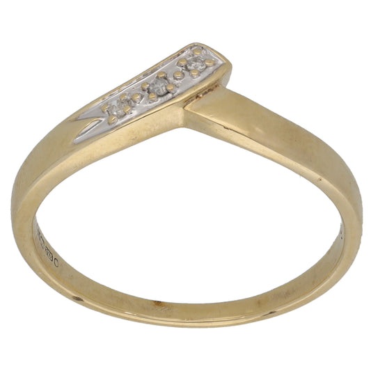 9ct Gold 0.03ct Diamond Wishbone Ring Size N