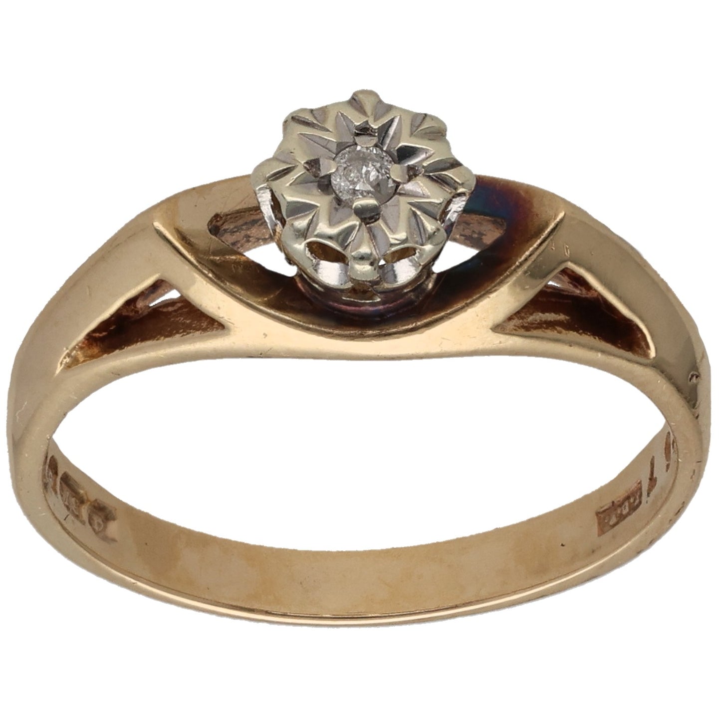 9ct Gold 0.02ct Diamond Solitaire Ring Size M