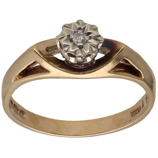 9ct Gold 0.02ct Diamond Solitaire Ring Size M