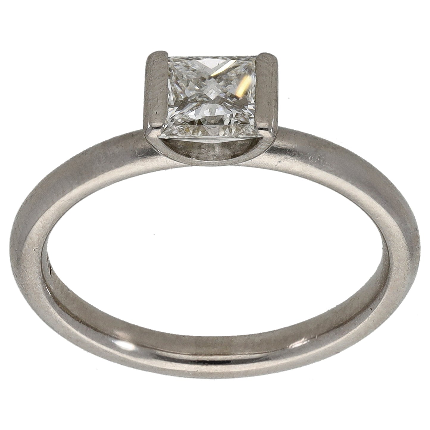 Platinum 0.91ct Diamond Solitaire Ring Size N