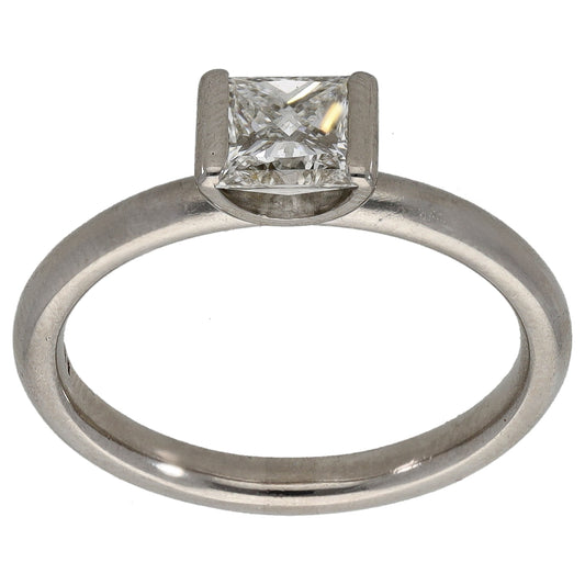 Platinum 0.91ct Diamond Solitaire Ring Size N