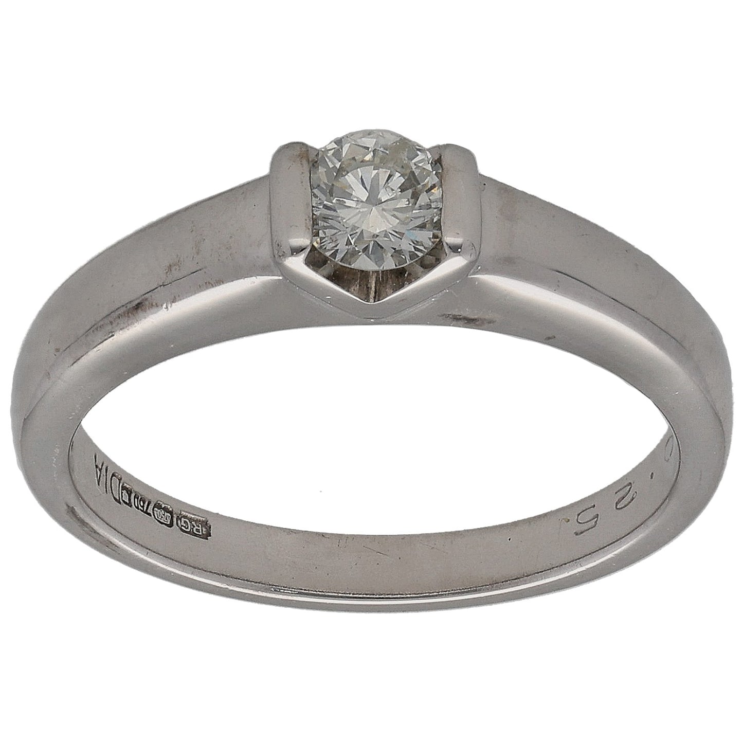 18ct White Gold 0.25ct Diamond Solitaire Ring Size M