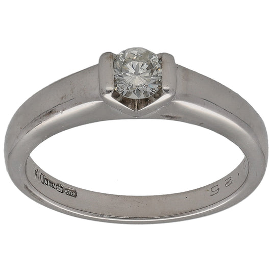 18ct White Gold 0.25ct Diamond Solitaire Ring Size M