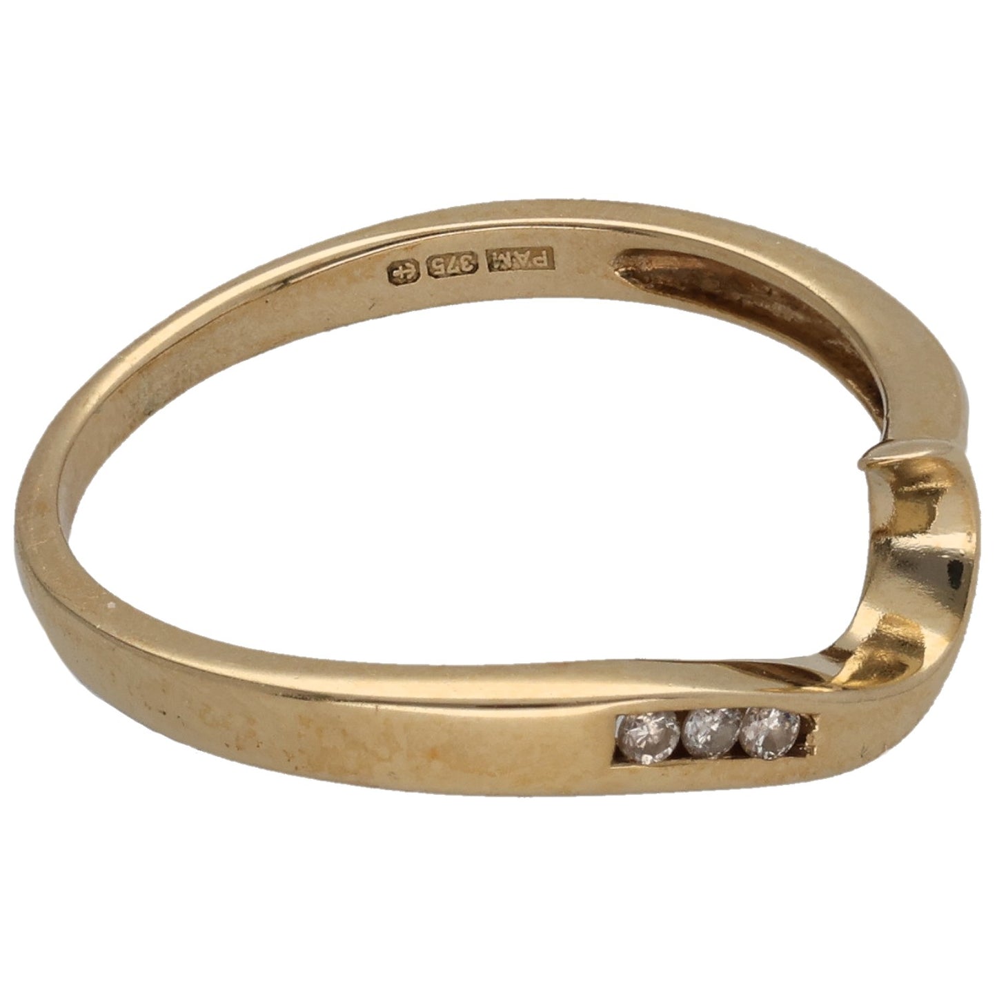 9ct Gold 0.03ct Diamond Wishbone Ring Size N