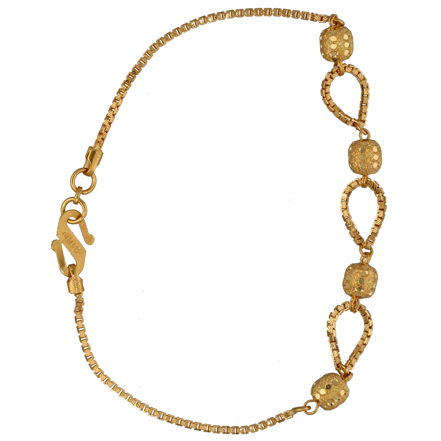 New 22ct Gold Teardrop Station Bracelet