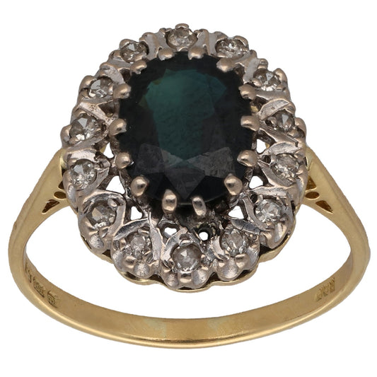 18ct Gold Sapphire & 0.14ct Diamond Dress/Cocktail Ring Size R
