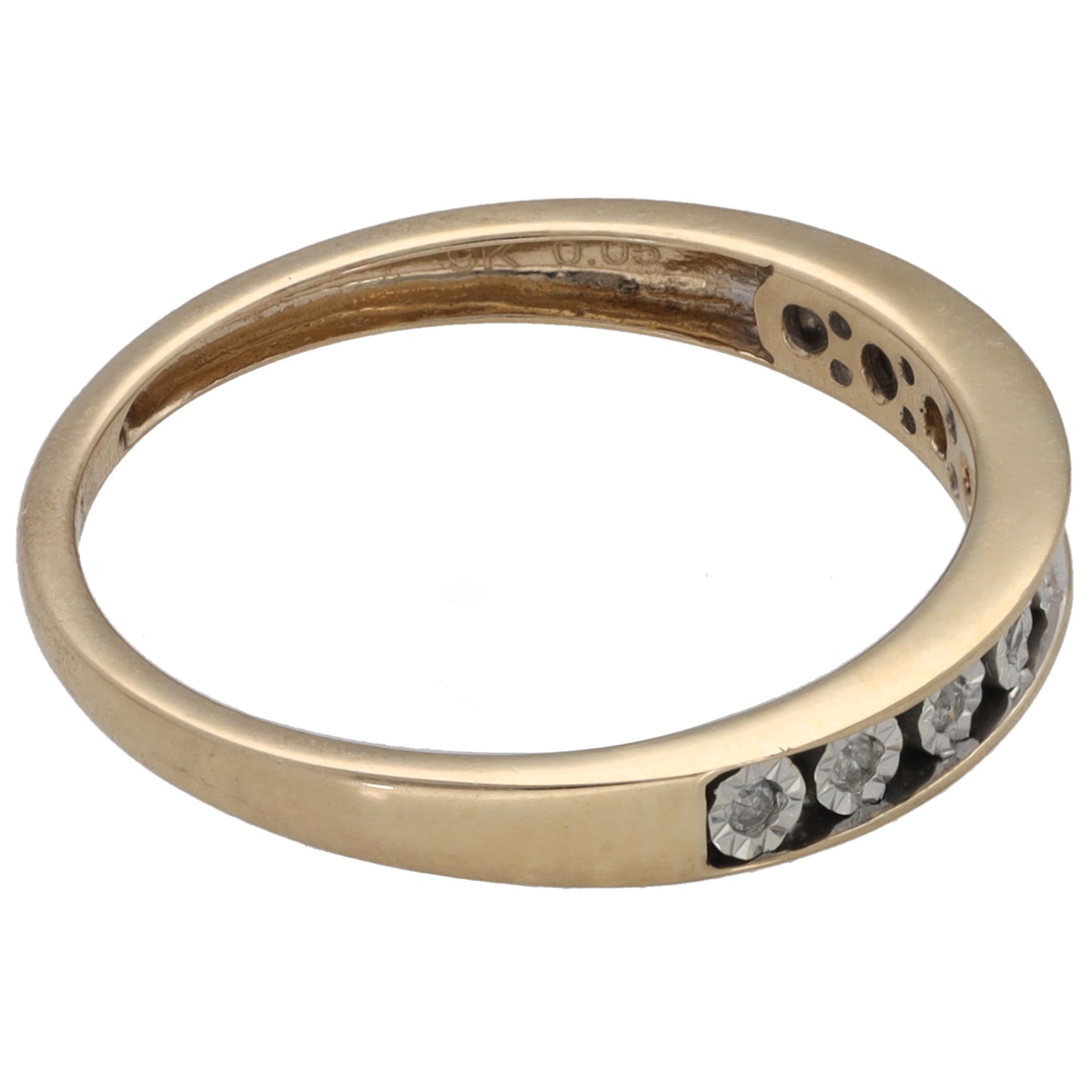 9ct Gold 0.05ct Diamond Half Eternity Ring Size P