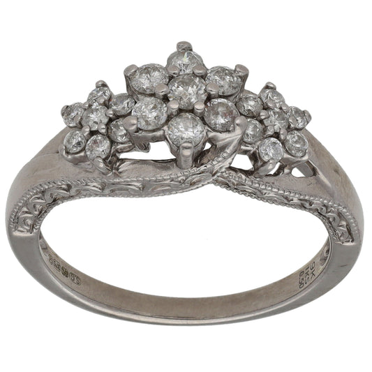 9ct White Gold 0.50ct Diamond Cluster Ring Size N