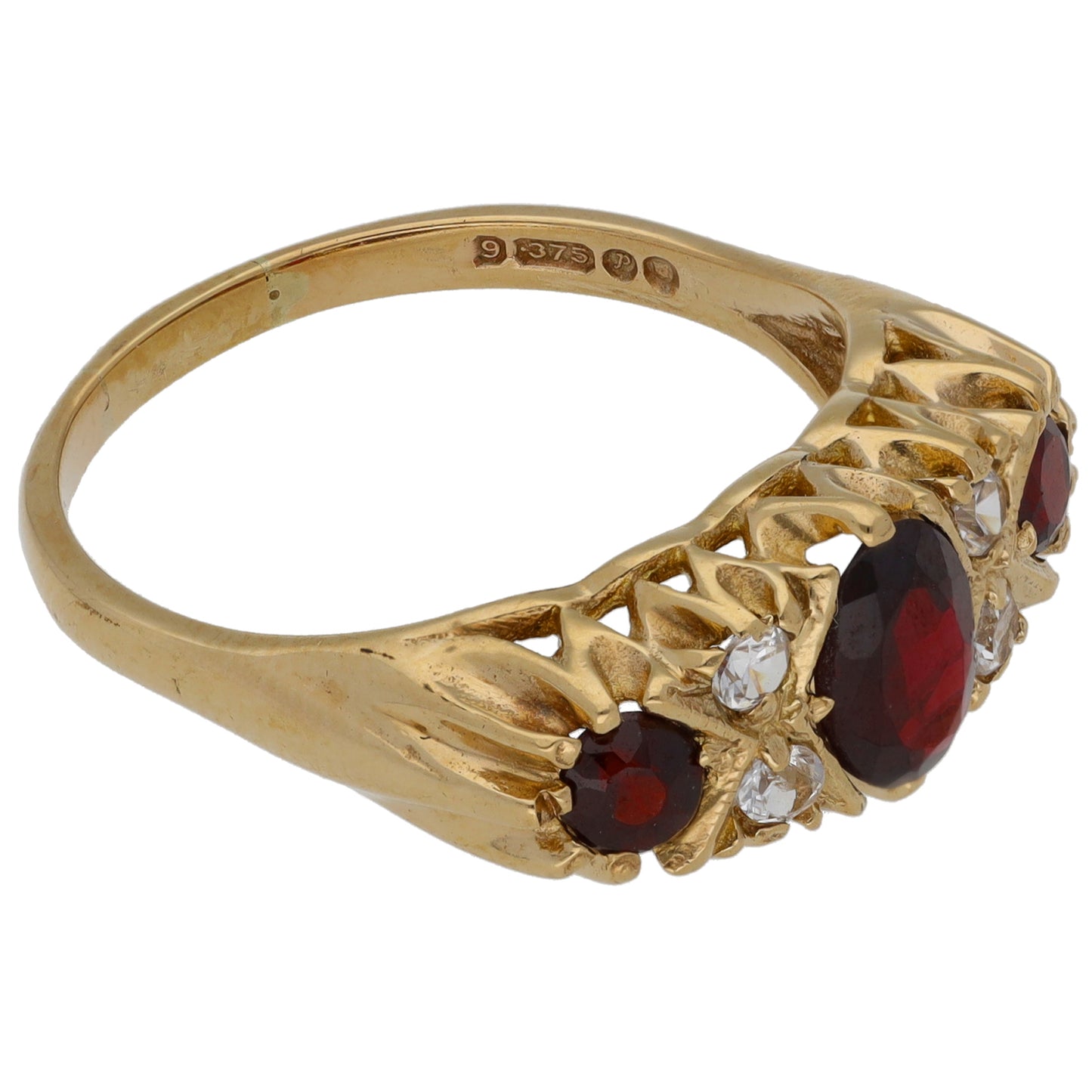 9ct Gold Garnet & Imitation Dress/Cocktail  Ring Size Q