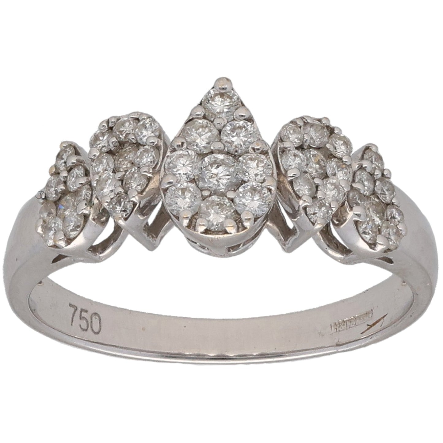 18ct White Gold 0.55ct Diamond Cluster Ring Size O
