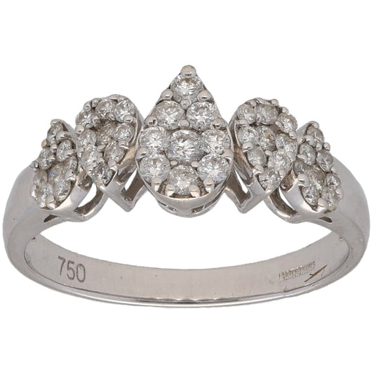 18ct White Gold 0.55ct Diamond Cluster Ring Size O