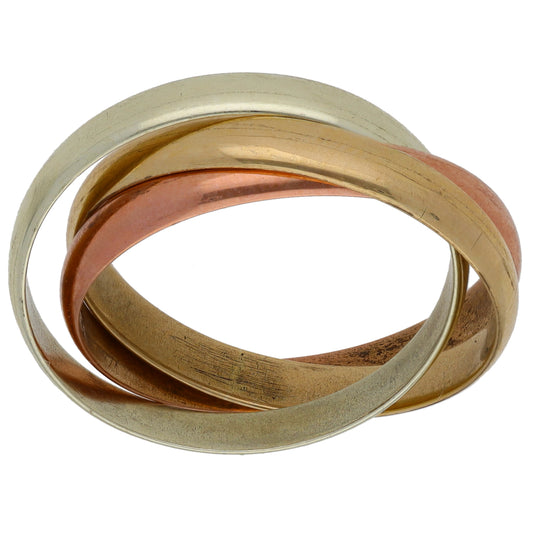 9ct Tri-Colour Gold Russian Wedding Ring Size M