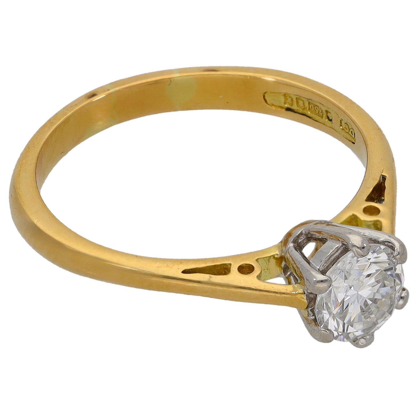 18ct Gold 0.65ct Diamond Solitaire Ring Size N