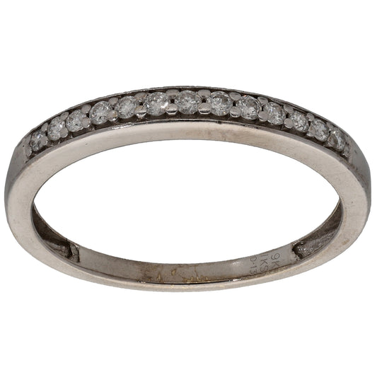 9ct White Gold 0.065ct Diamond Half Eternity Ring Size M