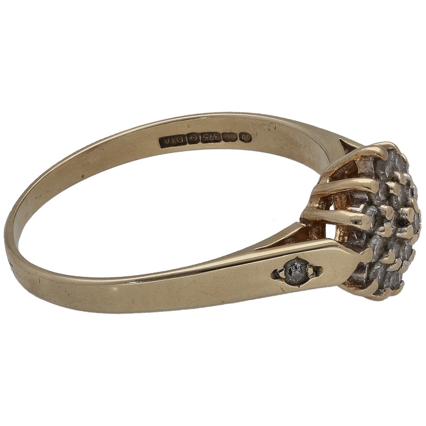 9ct Gold 0.25ct Diamond Cluster Ring Size N