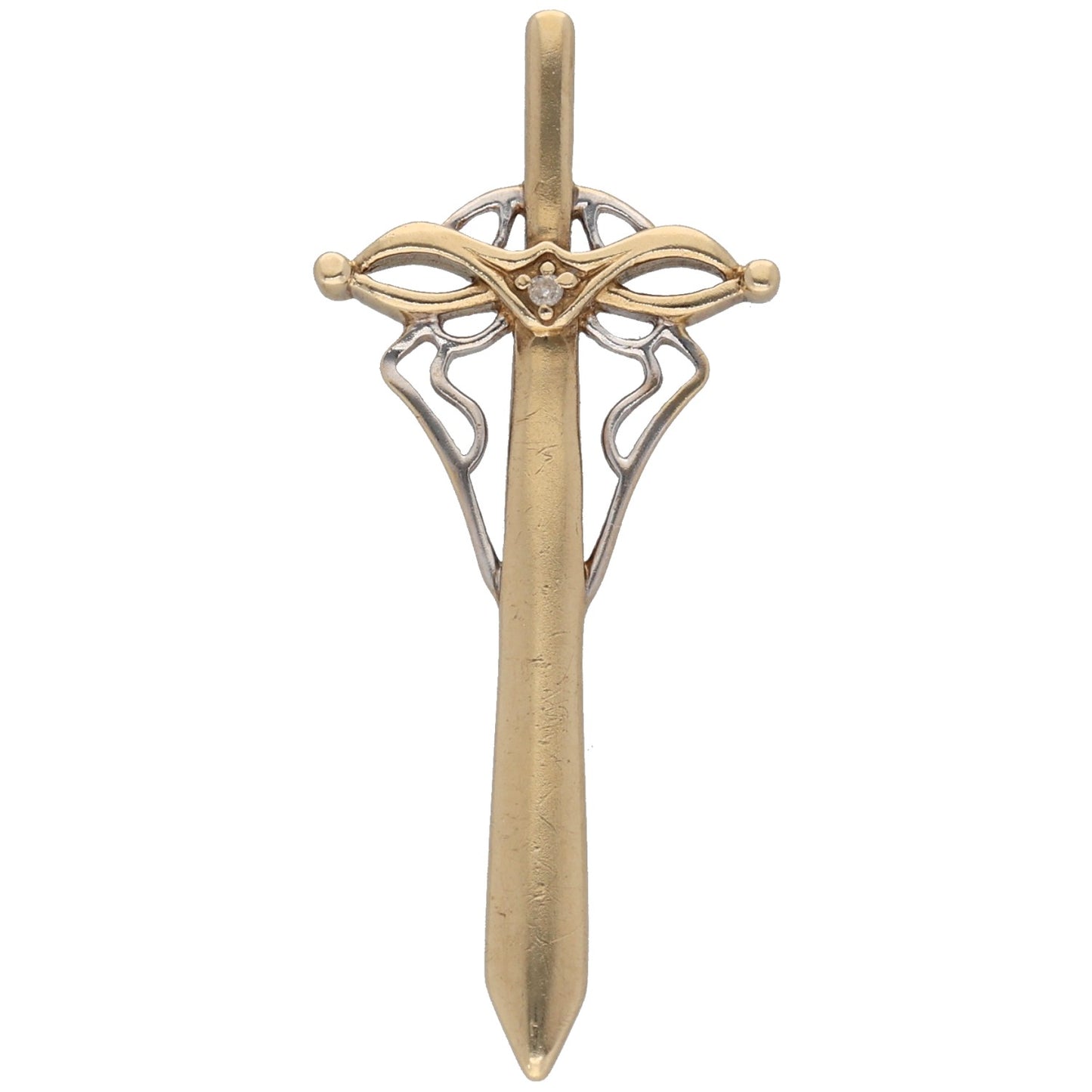 9ct Gold 0.005ct Diamond Sword Pendant