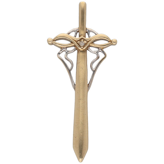 9ct Gold 0.005ct Diamond Sword Pendant
