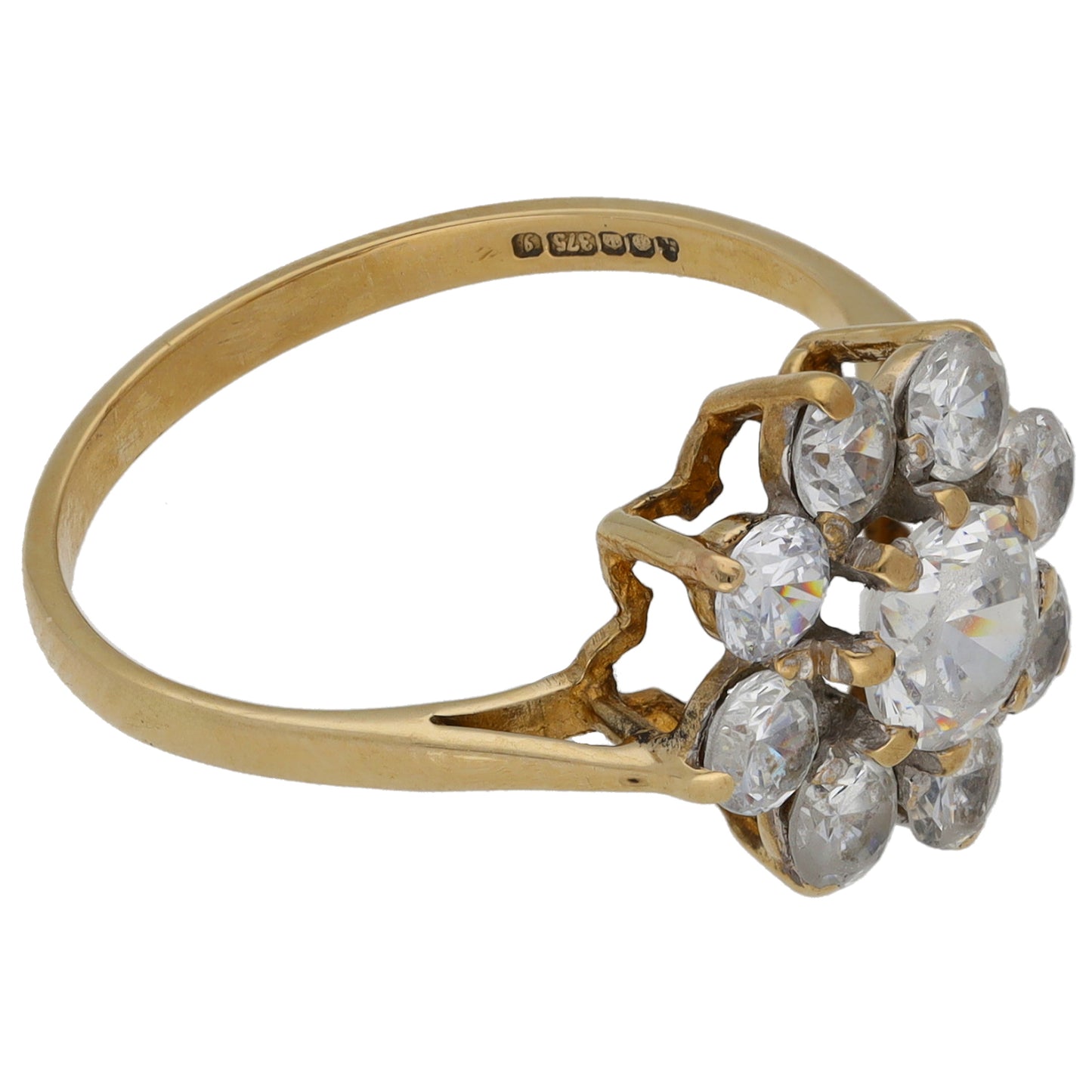 9ct Gold Cubic Zirconia Cluster Ring Size O