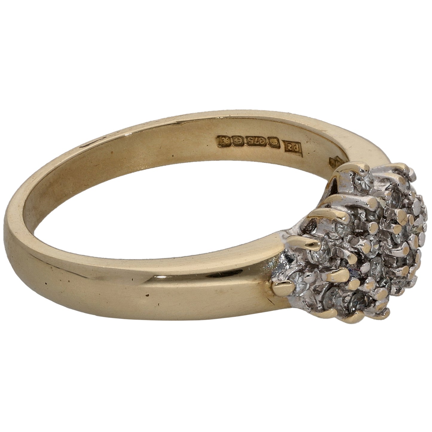 9ct Gold 0.24ct Diamond Cluster Ring Size K