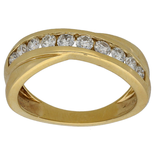 9ct Gold 0.50ct Diamond Half Eternity Ring Size L