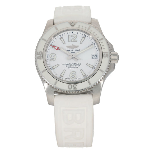 Breitling Superocean A17316, full white dial, bezel and rubber bracelet