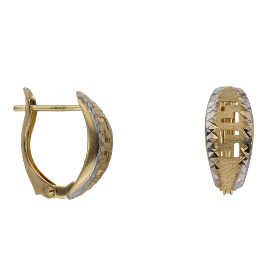 New 14ct Gold Bi-Colour Greek Stud Earrings