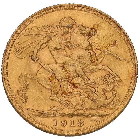 22ct Gold King George V Full Sovereign Coin 1913