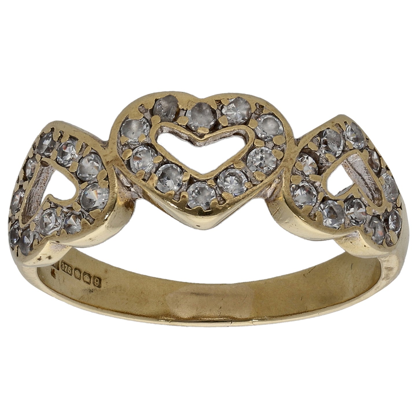 9ct Gold Cubic Zirconia Dress/Cocktail Ring Size O