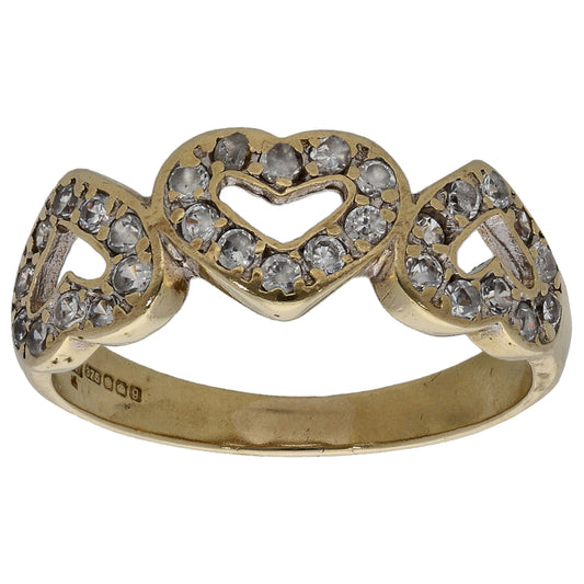 9ct Gold Cubic Zirconia Dress/Cocktail Ring Size O