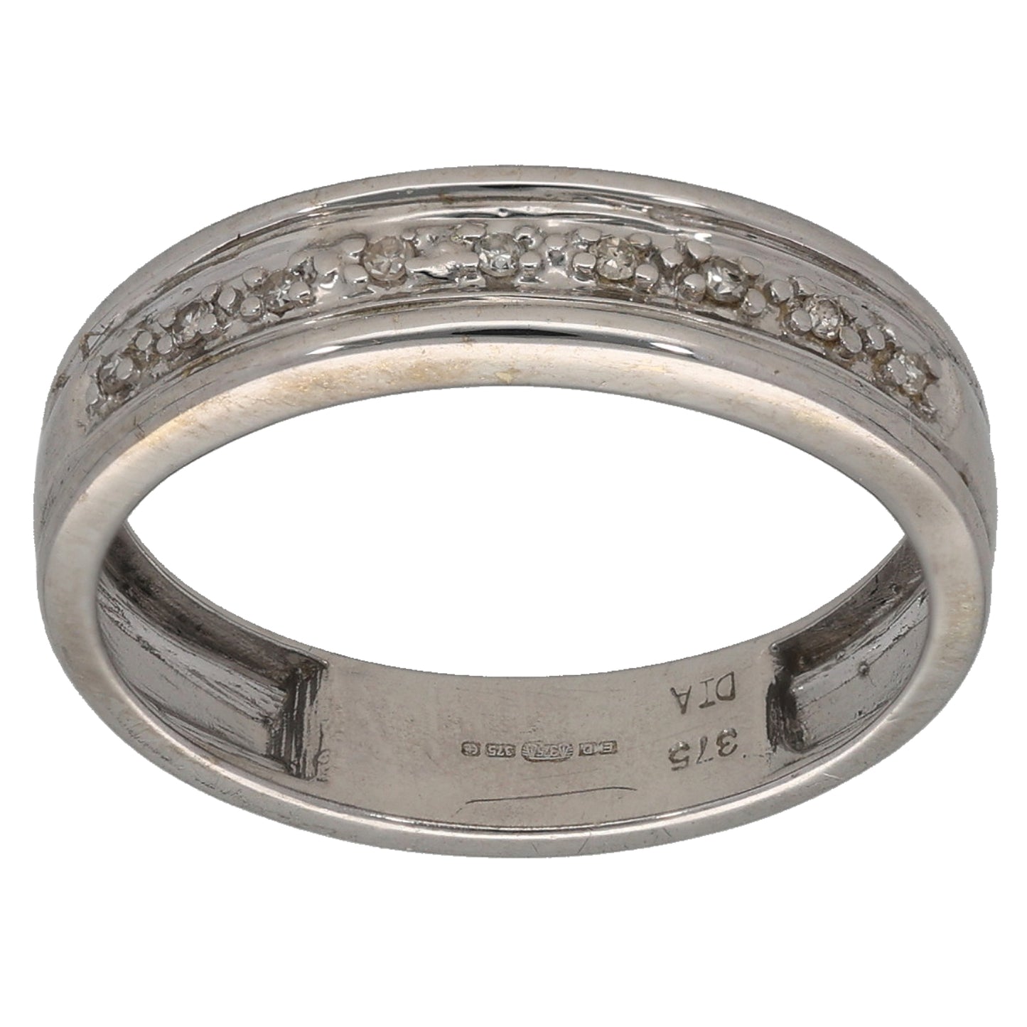 9ct White Gold 0.045ct Diamond Half Eternity Ring Size M