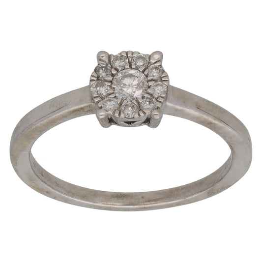 9ct White Gold 0.25ct Diamond Cluster Ring Size M