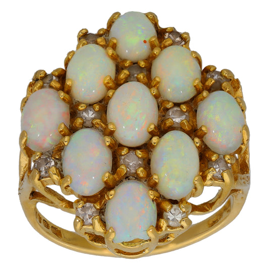 18ct Gold Opal & 0.24ct Diamond Dress/Cocktail Ring Size K
