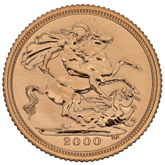 22ct Gold Queen Elizabeth II Half Sovereign Coin 2000