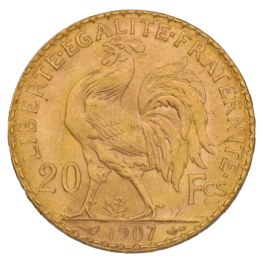 22ct Gold French 20 Francs Coin 1907